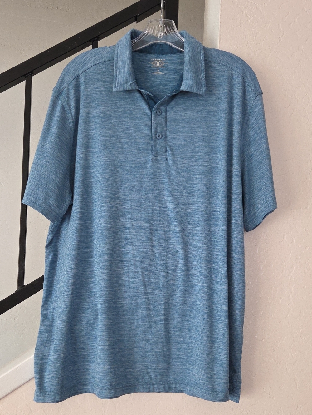 G.H. Bass & Co. Heathered Blue Polo Shirt Size L